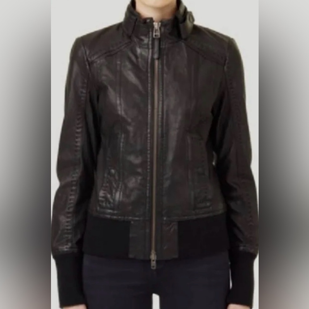Mackage Elie Leather Jacket, black, XS